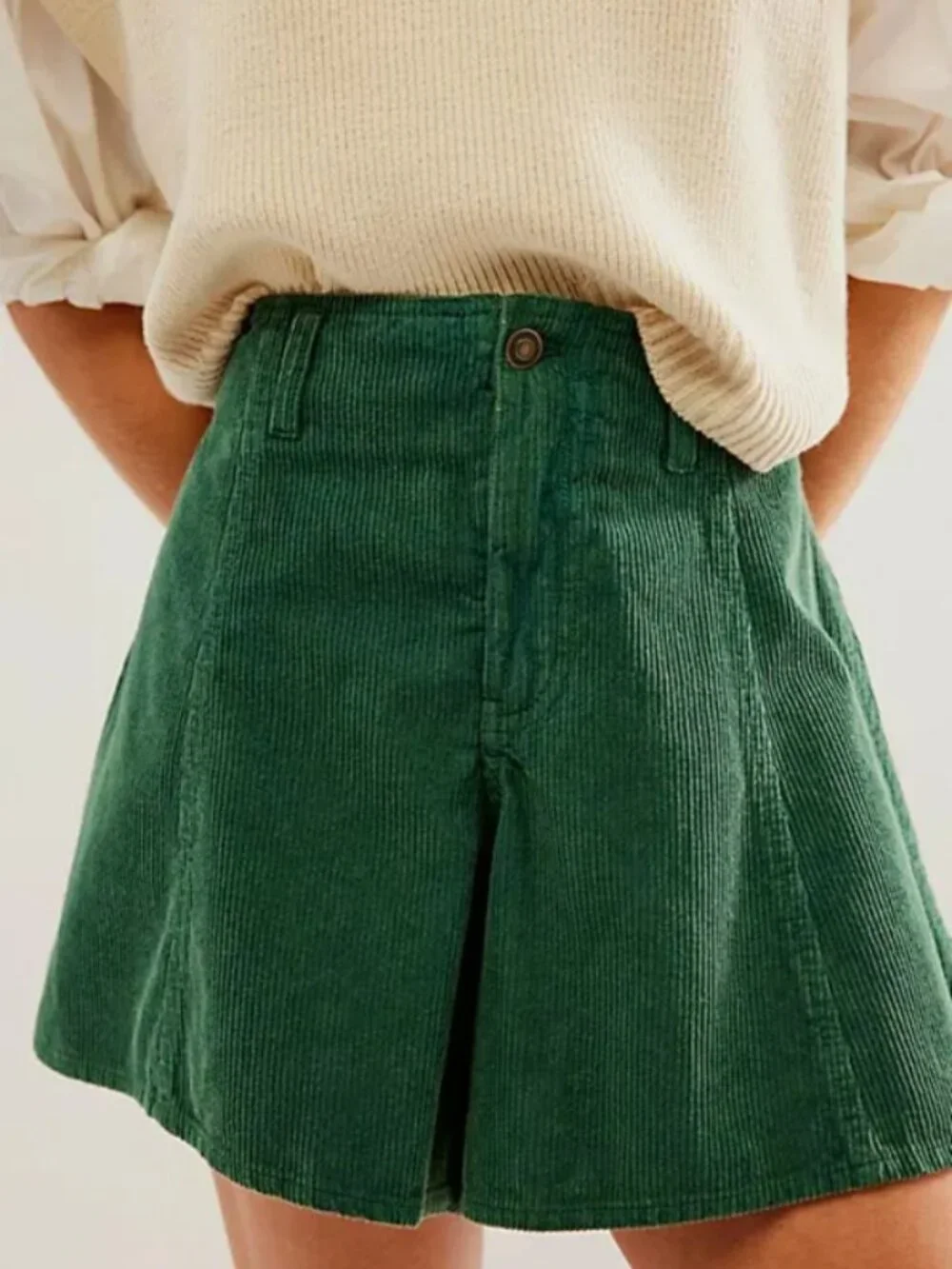 Free People We The Free  Summer Days Cord Shorts Green High Waist S